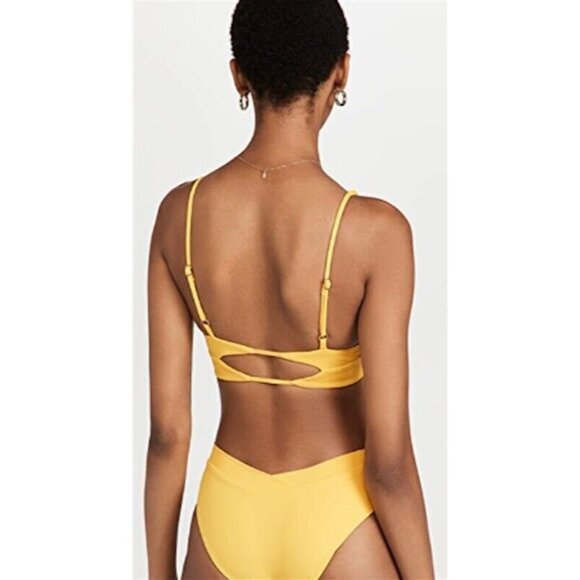 NWT L*Space S Alia Keyhole V Bikini Top MGD Yellow 118732 - Picture 2 of 2